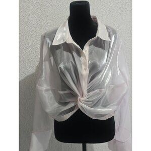 18 Centimeter fairycore Sheer Knot Front Blouse Size XL Balletcore